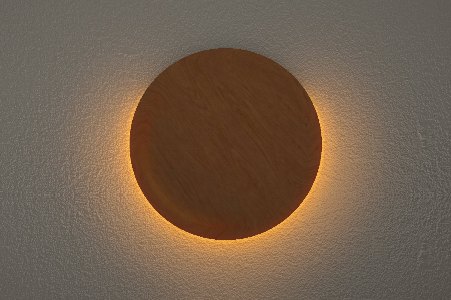 Turning further, the halo widens and warms to orange